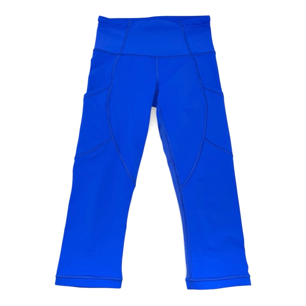 Lululemon Fast and Free High-Rise Crop 18” Blue Running Gym Leggings size 2 - Picture 1 of 11